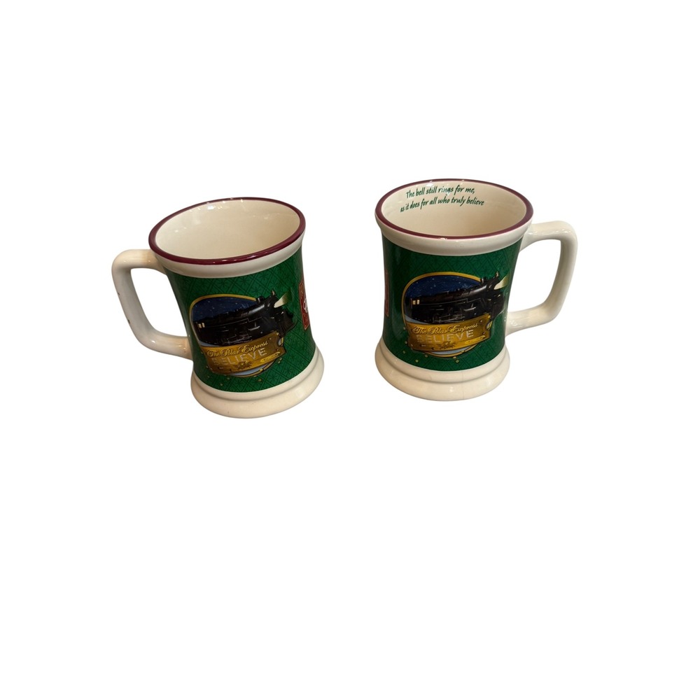 Polar Express Mugs‎ Set Of 2 The Bell Still Rings Believe Christmas hot cocoa 3d